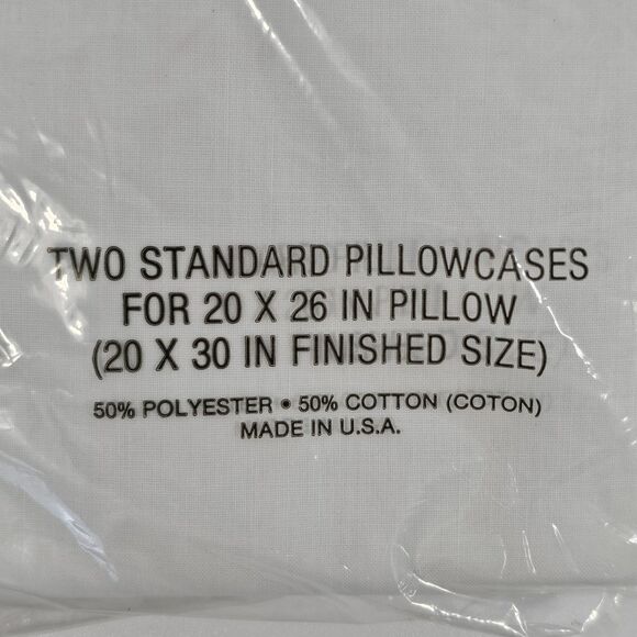 Vintage Cannon Monticello No-Iron Pillowcases 50/50 Cotton Polyester 20x30 White - Picture 3 of 4